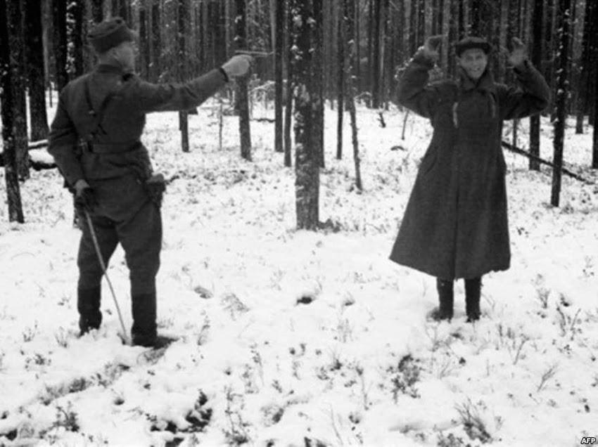 Russian spy laughing through his execution in Finland during The Winter War, 1939